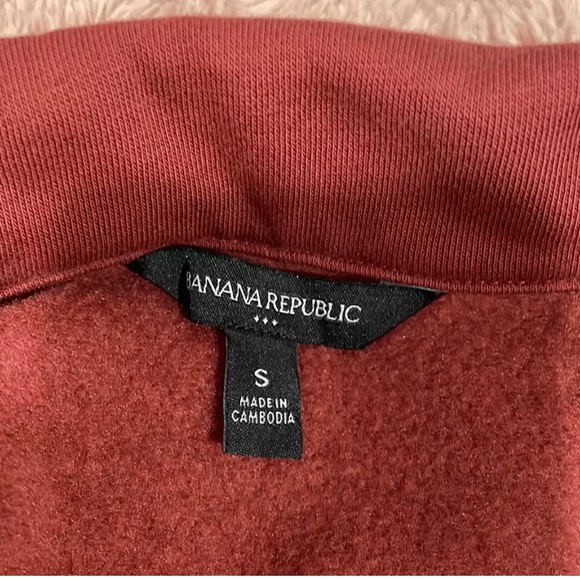Banana Republic Fleece Polo Sweatshirt               Color Dark Spice Rum - Picture 3 of 5